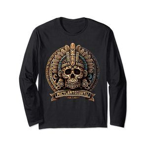 Mictlantecuhtli Aztec God Of Death Skull Long Sleeve T-Shirt